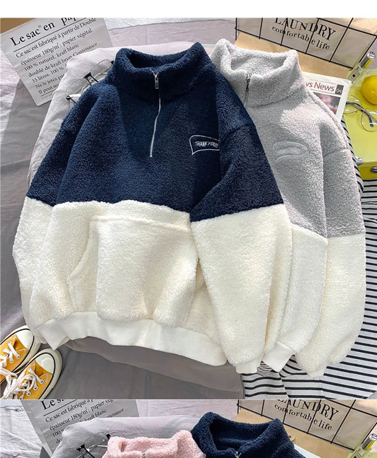 LAMB FLEECE TOPS WITH ZIPPER