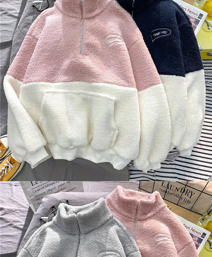 LAMB FLEECE TOPS WITH ZIPPER