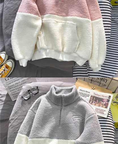 LAMB FLEECE TOPS WITH ZIPPER